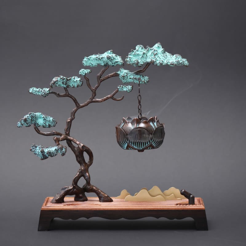 INCENSE BURNER - Welcome Pine Backflow | Brass Decoration Pine Incense Burner myKyokutō