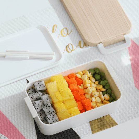 BENTO BOX - Compact Wooden Style Student Lunch Box | 450 ml