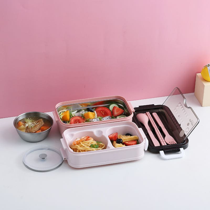 BENTO BOX - Enjoy Lunch Box incl. Steel Soup Bowl Pink myKyokutō