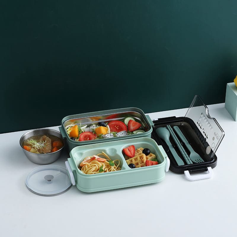 BENTO BOX - Enjoy Lunch Box incl. Steel Soup Bowl Green myKyokutō