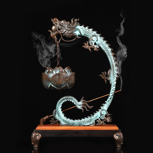 INCENSE BURNER - Dragon Backflow | Brass Decoration