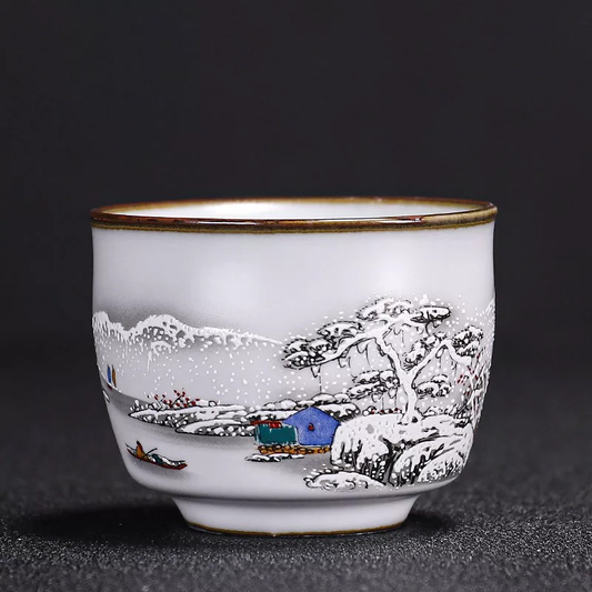 TEA CUP - Ru Kiln Chinese Style Snow Tea Cup | Ceramic