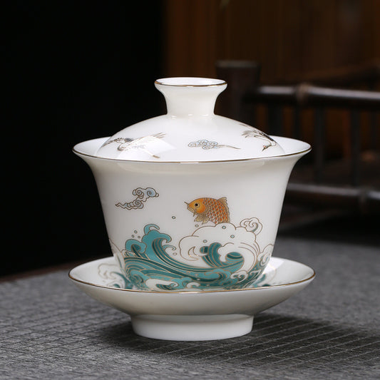 TEA CUP - Colorful Gold Sancai Tea Cup | Ceramic 150 ml