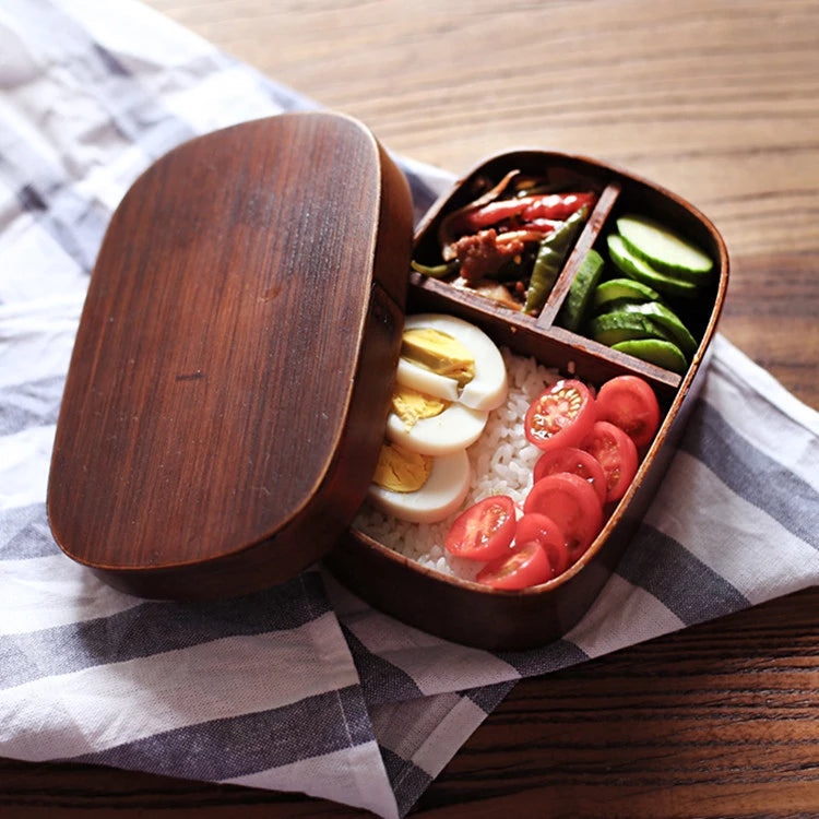 BENTO BOX - Compact Wooden Style Student Lunch Box | 450 ml