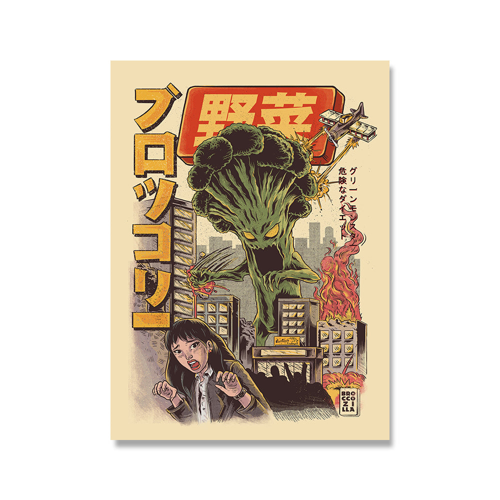 CANVAS - Japanese Cartoon Food Fighter Designs | HD Inkjet No Frame Wild Broccoli myKyokutō
