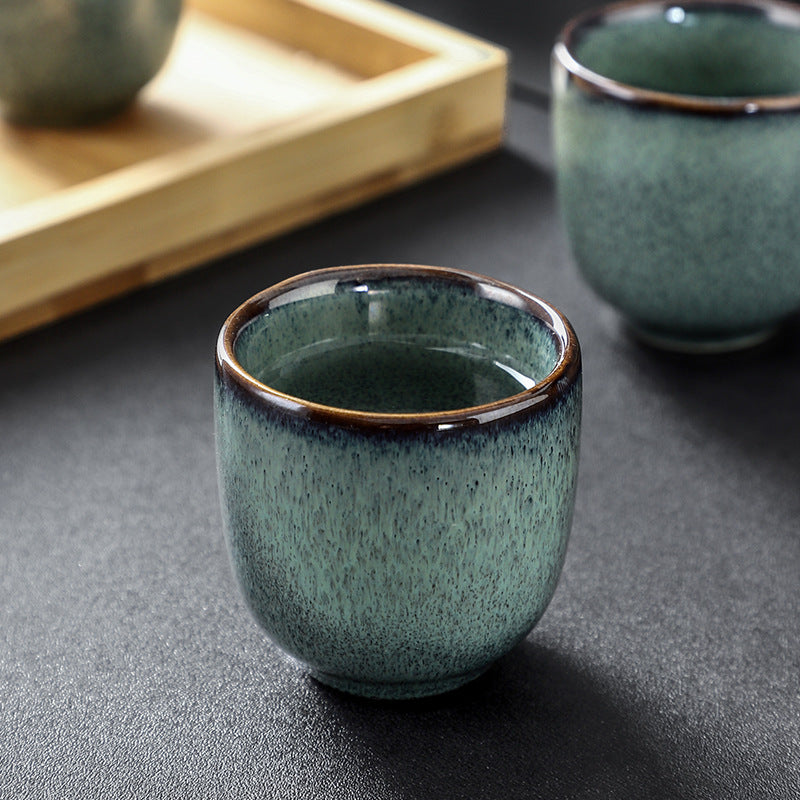 SAKE SET - Mist Green Design | Ceramic Bottle, Cups & Bamboo Tray myKyokutō