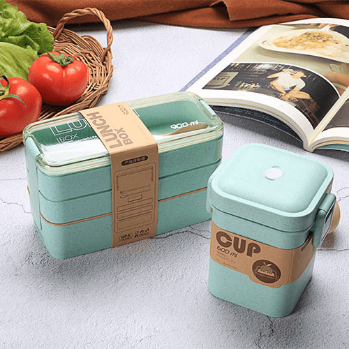 BENTO SET - 900 ml Lunch Box & 600 ml Soup Cup | Wheat Straw