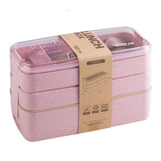 BENTO BOX - Three Layered Lunch Box | Wheat Straw 900 ml