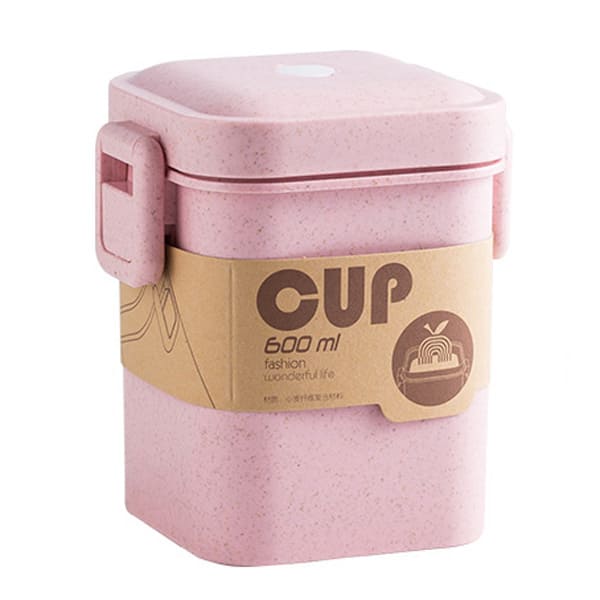 BENTO BOX - Lunch Soup Cup | Wheat Straw 600 ml Pink myKyokutō