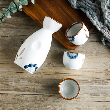 SAKE SET - Antique Design | Ceramic Bottle & Cups SAKE SET myKyokutō Sake Set