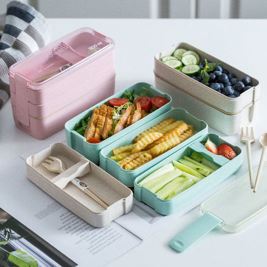 BENTO SET - 3PCS Lunch Boxes 900 ml | Wheat Straw