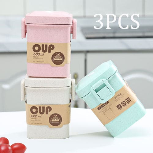 BENTO SET - 3PCS Soup Cups 600 ml | Wheat Straw BENTO BOX myKyokutō