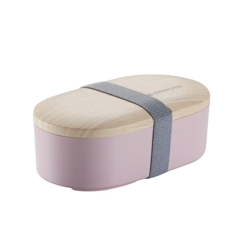 BENTO BOX - Compact Wooden Style Lunch Box | Oval Pink myKyokutō