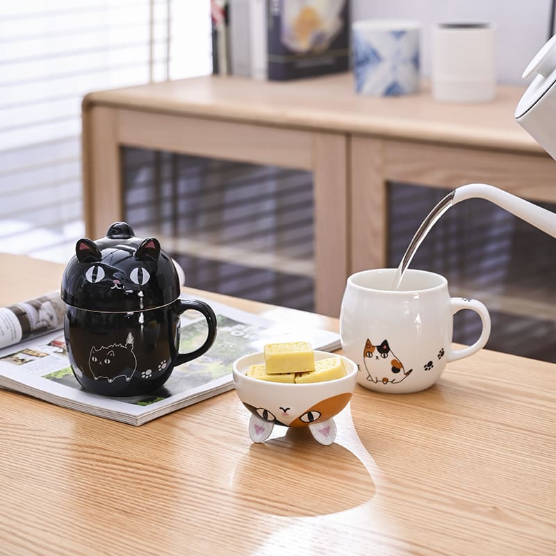 MUG - Japanese Style Cat Ceramic Mug With Lid | 300 ml myKyokutō