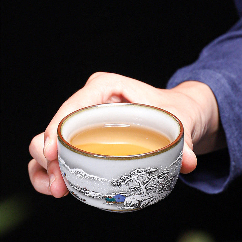 TEA CUP - Ru Kiln Chinese Style Snow Tea Cup | Ceramic myKyokutō