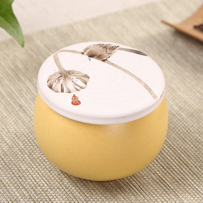 TEA CADDY - Portable Handpainted Mini Tea Caddy | Ceramic Lemon Yellow myKyokutō