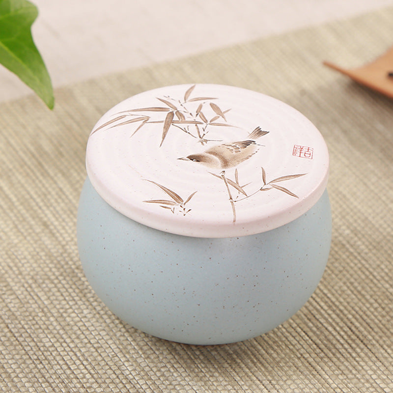 TEA CADDY - Portable Handpainted Mini Tea Caddy | Ceramic Sky Blue myKyokutō