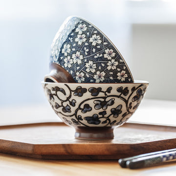 RICE BOWL - Japanese Sakura Design | Porcelain Underglaze myKyokutō