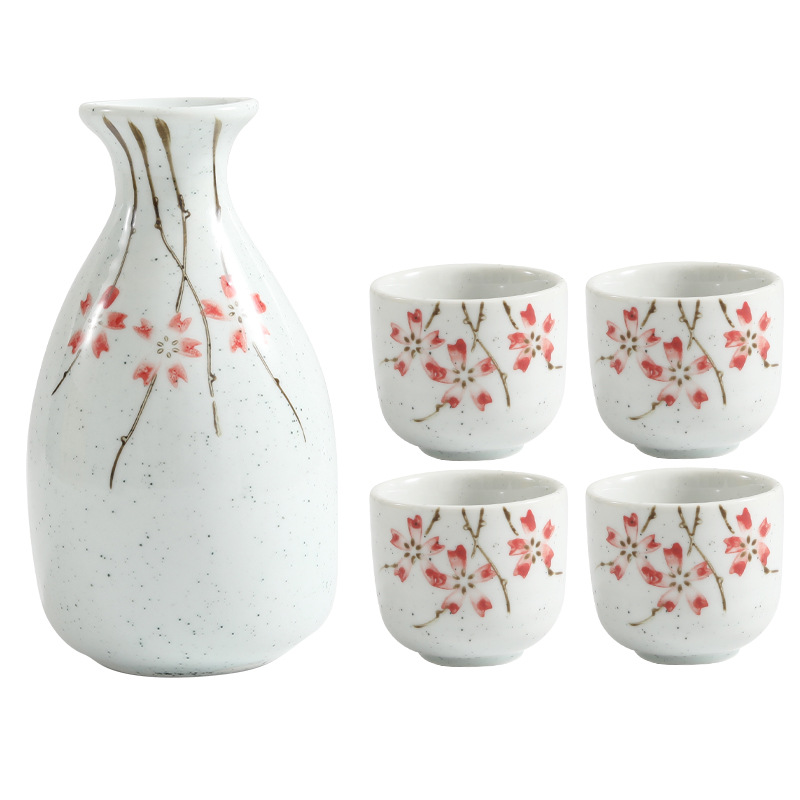 SAKE SET - Japanese Yanagizakura | Ceramic Bottle & Cups myKyokutō