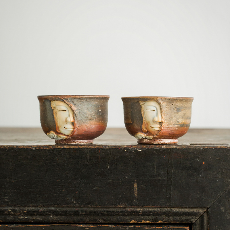 TEA CUP - Handcarved Buddha Face Teacup | Ceramic 80 ml myKyokutō