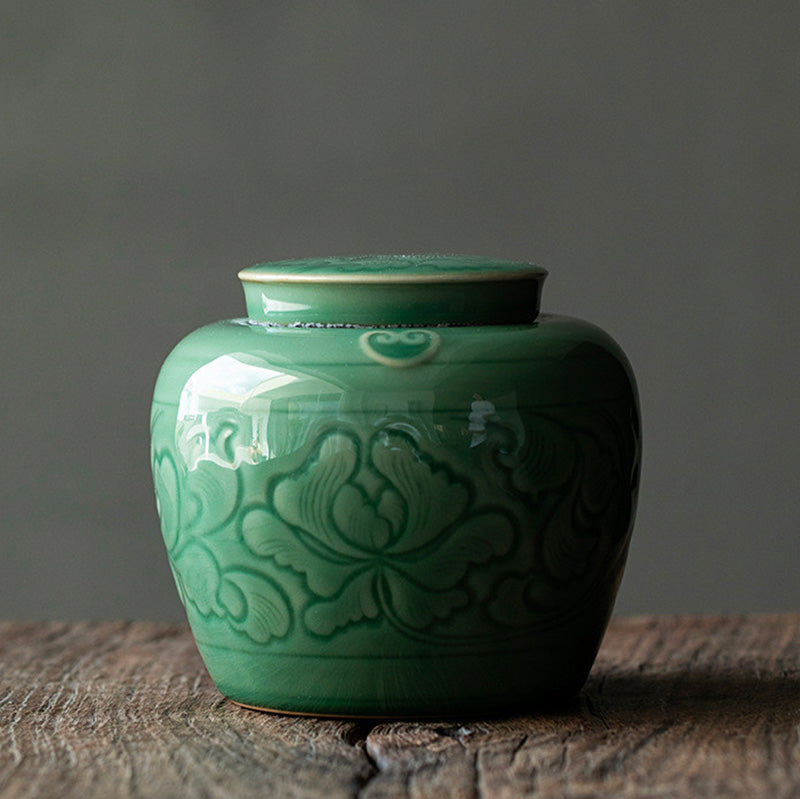 TEA CADDY - Celadon Hand-Wrapped Lotus Caddy | Double Sealed TEA CADDY myKyokutō 700ml
