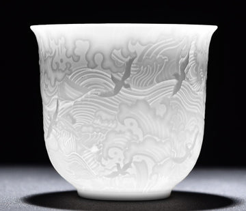 TEA CUP - Chinese Style Ocean Waves | White Ceramic 220 ml myKyokutō