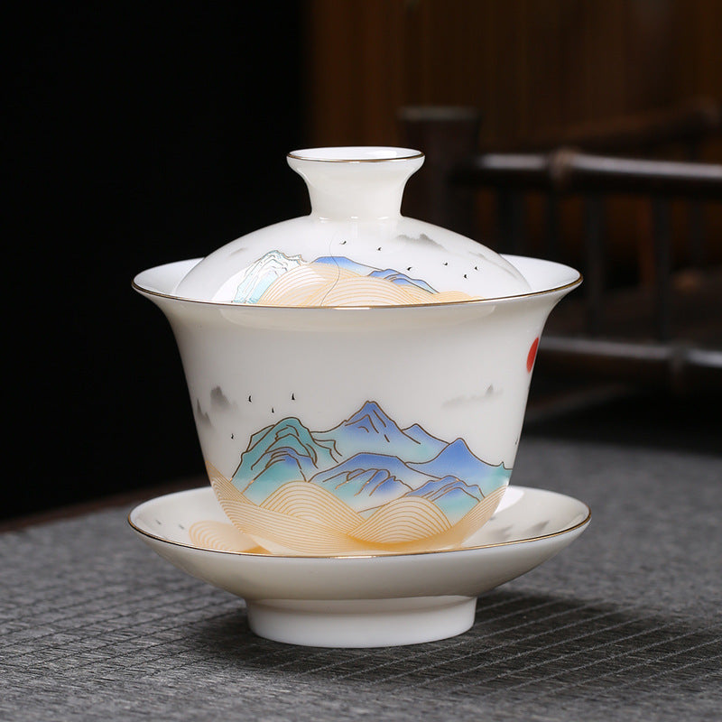 TEA CUP - Colorful Gold Sancai Tea Cup | Ceramic 150 ml TEA CUP myKyokutō Picturesque Landscape