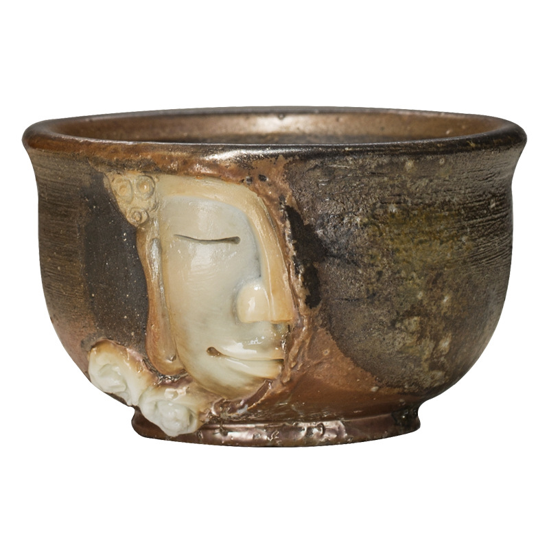 TEA CUP - Handcarved Buddha Face Teacup | Ceramic 80 ml myKyokutō