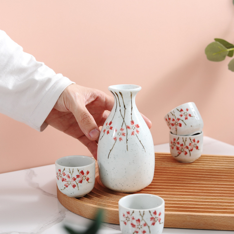 SAKE SET - Japanese Yanagizakura | Ceramic Bottle & Cups myKyokutō