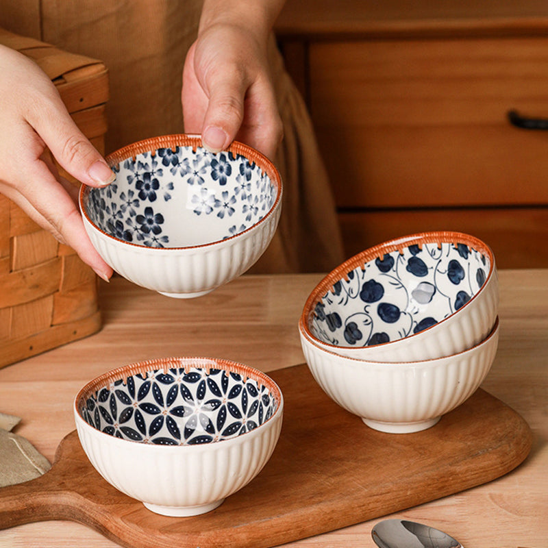 RICE BOWL SET - Hand-painted Floral Ceramic | Japanese Style myKyokutō