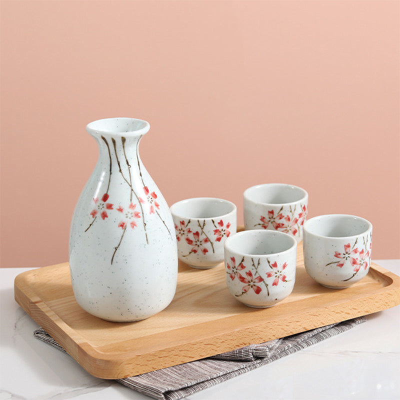 SAKE SET - Japanese Yanagizakura | Ceramic Bottle & Cups SAKE SET myKyokutō Sake Set