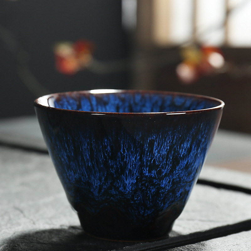 TEA CUP - Luwu Stoneware Cups | Handmade Ceramic 120 ml Navy Blue myKyokutō