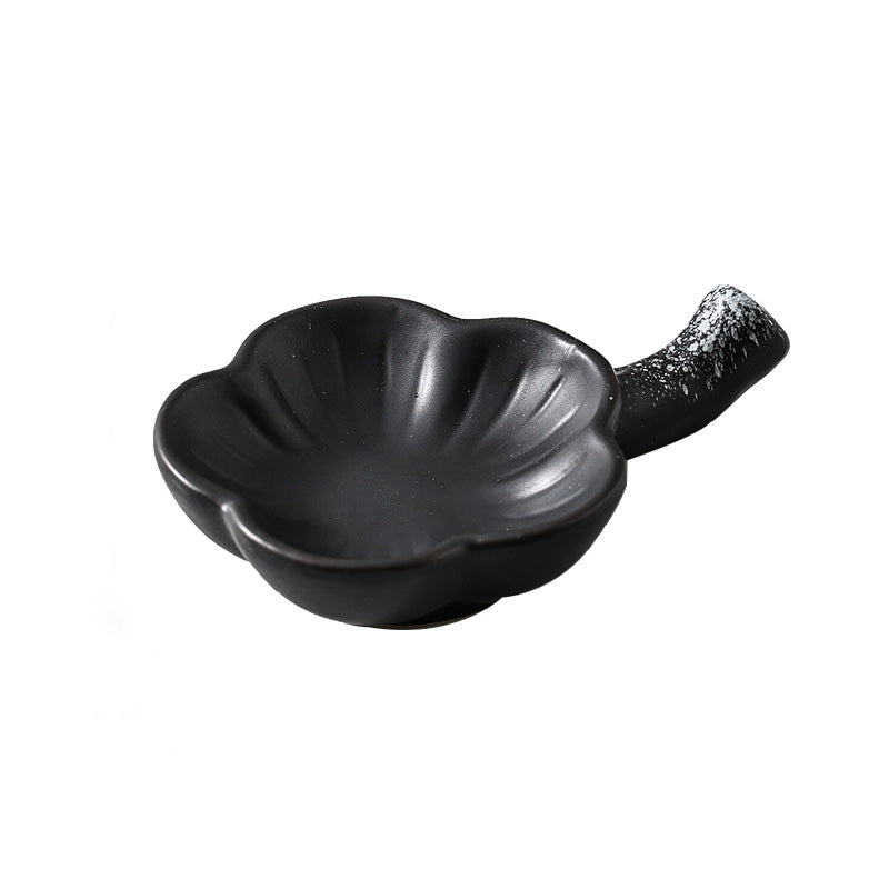 SEASONING DISH - Japanese Style Ceramic Dish With Handle Black myKyokutō