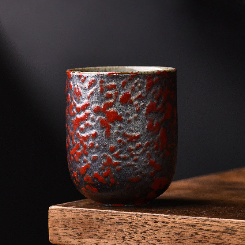 TEA CUP - Retro Style Under Glazed Tea Cup | Ceramic 150 ml Mottled Red myKyokutō