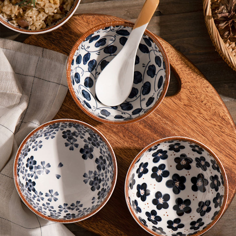 RICE BOWL SET - Hand-painted Floral Ceramic | Japanese Style myKyokutō