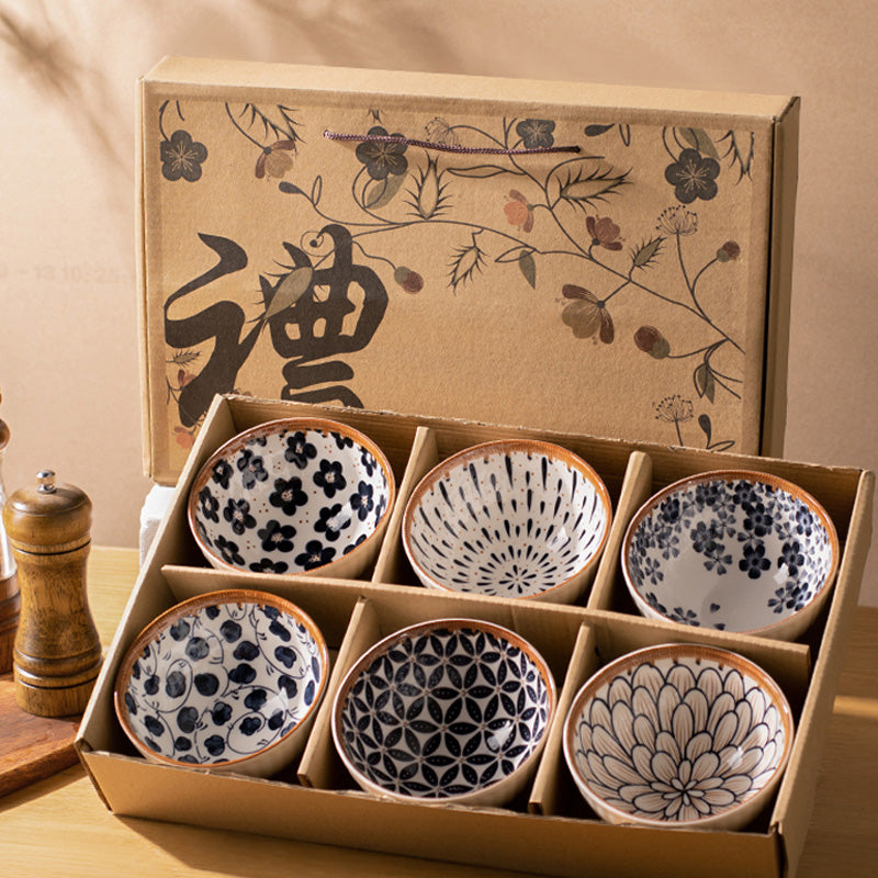 RICE BOWL SET - Hand-painted Floral Ceramic | Japanese Style myKyokutō