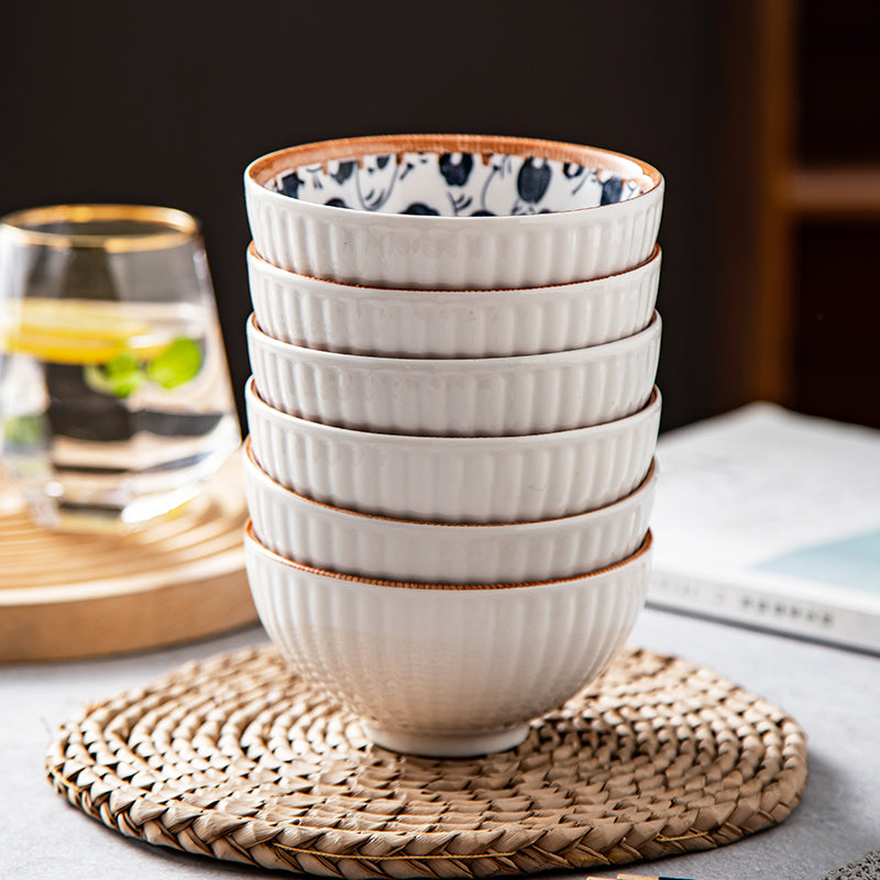 RICE BOWL SET - Hand-painted Floral Ceramic | Japanese Style myKyokutō