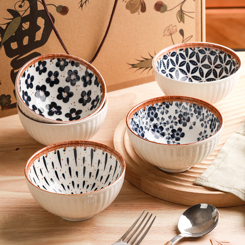 RICE BOWL SET - Hand-painted Floral Ceramic | Japanese Style myKyokutō