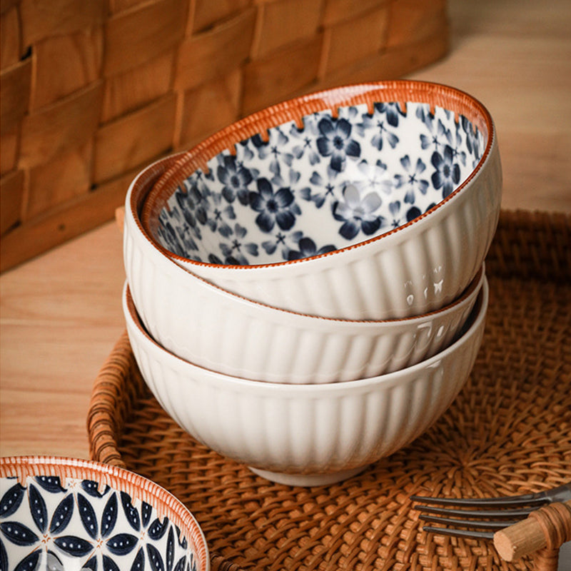 RICE BOWL SET - Hand-painted Floral Ceramic | Japanese Style myKyokutō