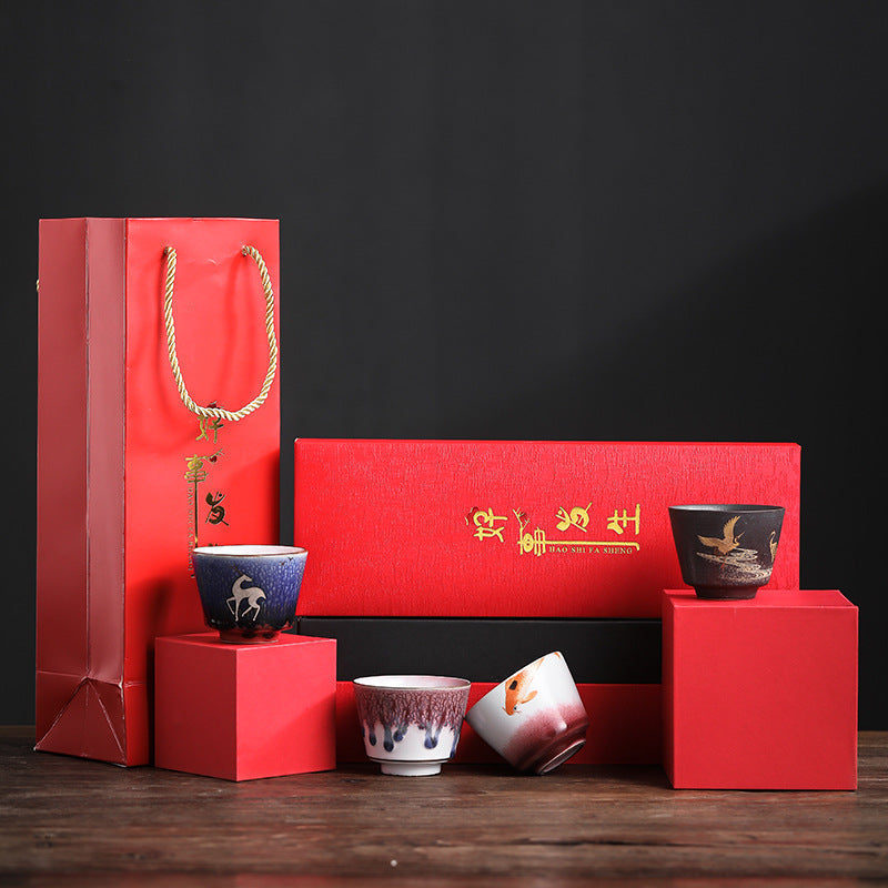 TEA CUP SET - Hao Shi Fa Sheng Gift Box | Handmade Ceramic myKyokutō